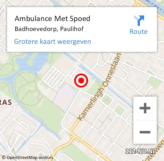 Locatie op kaart van de 112 melding: Ambulance Met Spoed Naar Badhoevedorp, Paulihof op 26 januari 2023 22:34