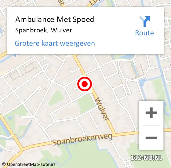Locatie op kaart van de 112 melding: Ambulance Met Spoed Naar Spanbroek, Wuiver op 26 januari 2023 22:48