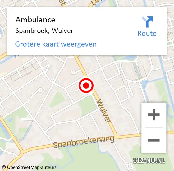 Locatie op kaart van de 112 melding: Ambulance Spanbroek, Wuiver op 26 januari 2023 22:48