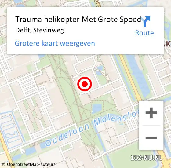 Locatie op kaart van de 112 melding: Trauma helikopter Met Grote Spoed Naar Delft, Stevinweg op 26 januari 2023 23:03