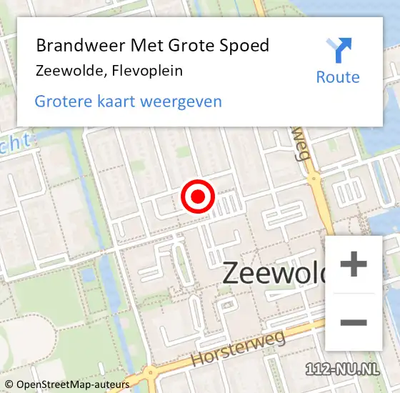 Locatie op kaart van de 112 melding: Brandweer Met Grote Spoed Naar Zeewolde, Flevoplein op 26 januari 2023 23:22