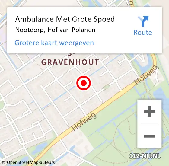 Locatie op kaart van de 112 melding: Ambulance Met Grote Spoed Naar Nootdorp, Hof van Polanen op 26 januari 2023 23:32