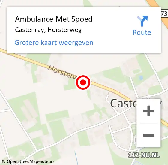 Locatie op kaart van de 112 melding: Ambulance Met Spoed Naar Castenray, Horsterweg op 13 augustus 2014 15:03