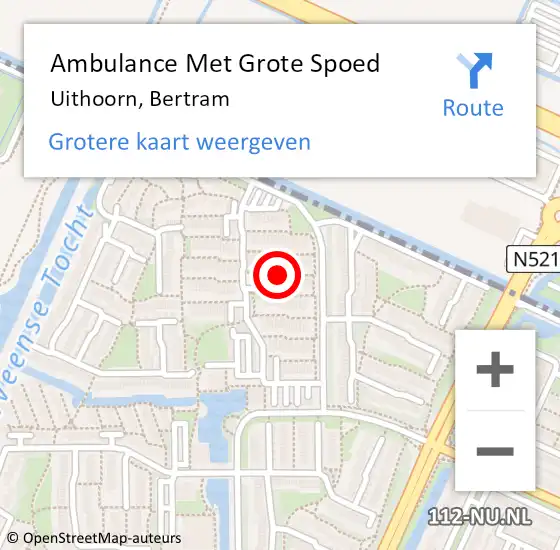 Locatie op kaart van de 112 melding: Ambulance Met Grote Spoed Naar Uithoorn, Bertram op 27 januari 2023 00:31