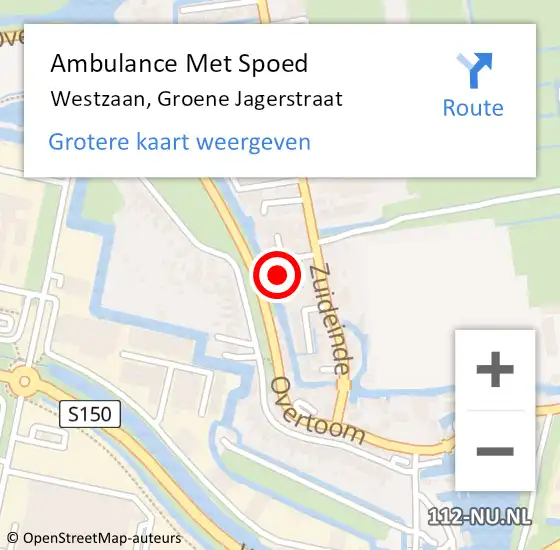 Locatie op kaart van de 112 melding: Ambulance Met Spoed Naar Westzaan, Groene Jagerstraat op 27 januari 2023 01:21