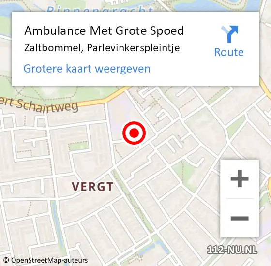 Locatie op kaart van de 112 melding: Ambulance Met Grote Spoed Naar Zaltbommel, Parlevinkerspleintje op 27 januari 2023 02:41