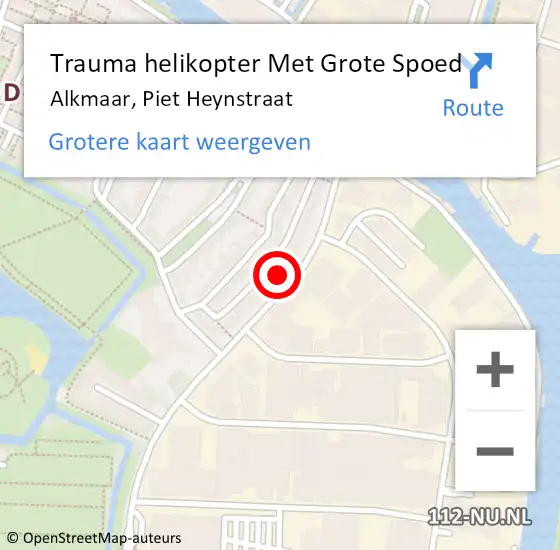Locatie op kaart van de 112 melding: Trauma helikopter Met Grote Spoed Naar Alkmaar, Piet Heynstraat op 27 januari 2023 03:00