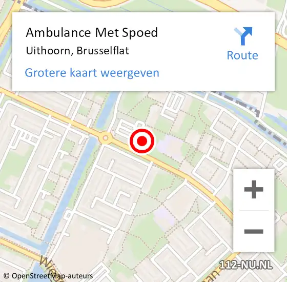 Locatie op kaart van de 112 melding: Ambulance Met Spoed Naar Uithoorn, Brusselflat op 27 januari 2023 03:08