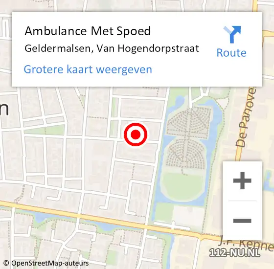 Locatie op kaart van de 112 melding: Ambulance Met Spoed Naar Geldermalsen, Van Hogendorpstraat op 27 januari 2023 03:40