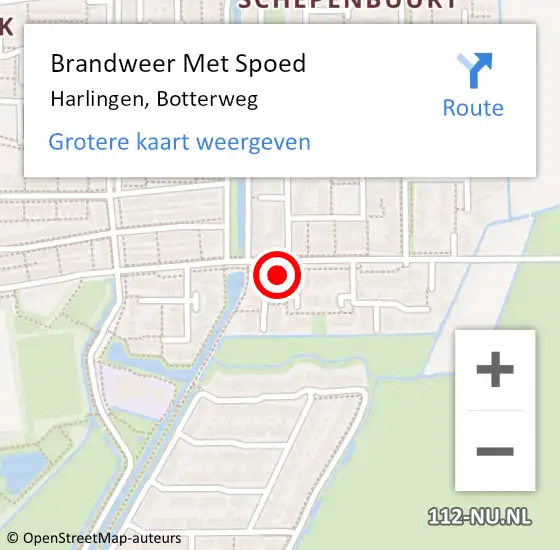 Locatie op kaart van de 112 melding: Brandweer Met Spoed Naar Harlingen, Botterweg op 13 augustus 2014 15:11