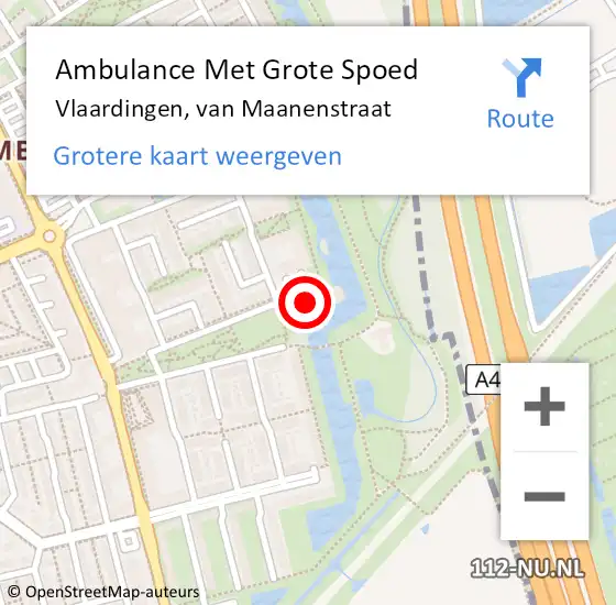 Locatie op kaart van de 112 melding: Ambulance Met Grote Spoed Naar Vlaardingen, van Maanenstraat op 27 januari 2023 06:21