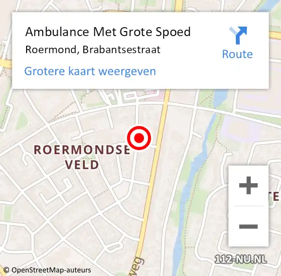 Locatie op kaart van de 112 melding: Ambulance Met Grote Spoed Naar Roermond, Brabantsestraat op 27 januari 2023 07:10