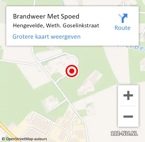 Locatie op kaart van de 112 melding: Brandweer Met Spoed Naar Hengevelde, Weth. Goselinkstraat op 27 januari 2023 07:13