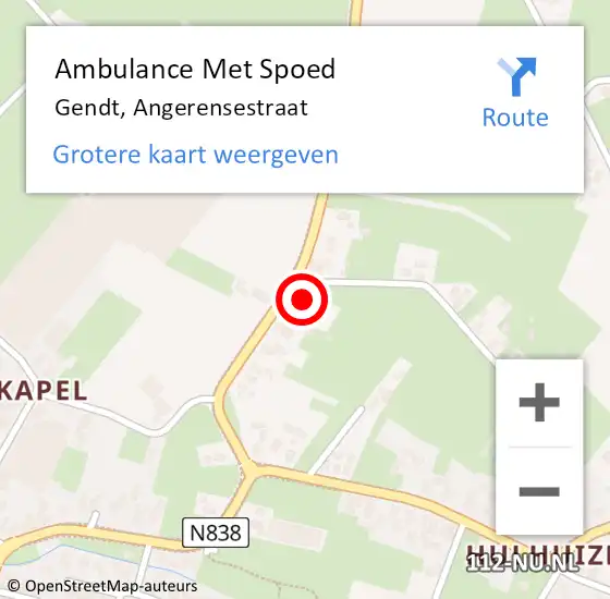 Locatie op kaart van de 112 melding: Ambulance Met Spoed Naar Gendt, Angerensestraat op 27 januari 2023 07:16