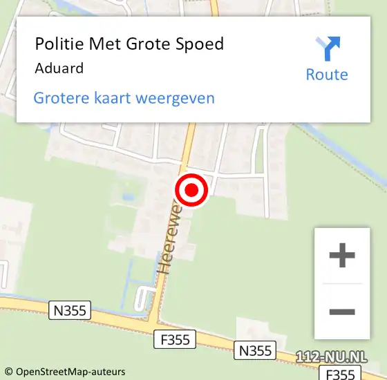 Locatie op kaart van de 112 melding: Politie Met Grote Spoed Naar Aduard op 27 januari 2023 07:21