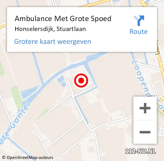 Locatie op kaart van de 112 melding: Ambulance Met Grote Spoed Naar Honselersdijk, Stuartlaan op 27 januari 2023 07:47