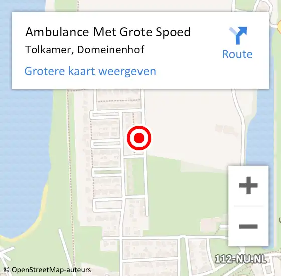 Locatie op kaart van de 112 melding: Ambulance Met Grote Spoed Naar Tolkamer, Domeinenhof op 27 januari 2023 08:08