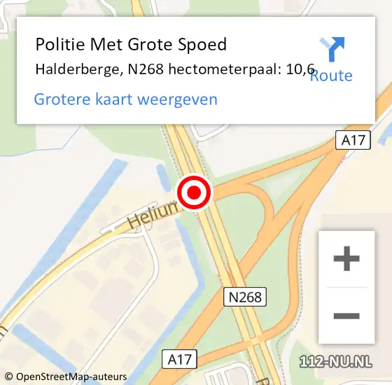 Locatie op kaart van de 112 melding: Politie Met Grote Spoed Naar Halderberge, N268 hectometerpaal: 10,6 op 27 januari 2023 08:13