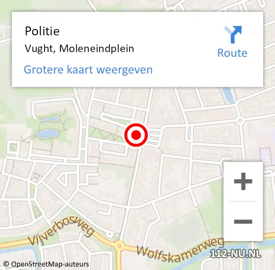 Locatie op kaart van de 112 melding: Politie Vught, Moleneindplein op 27 januari 2023 08:22