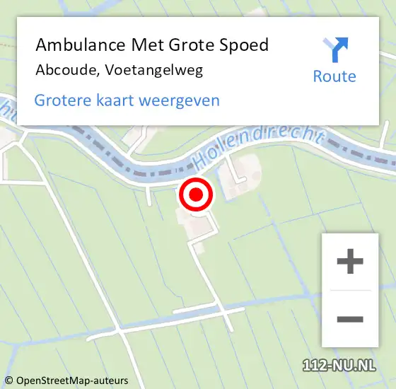 Locatie op kaart van de 112 melding: Ambulance Met Grote Spoed Naar Abcoude, Voetangelweg op 27 januari 2023 08:38