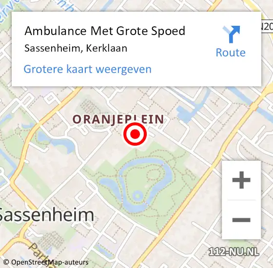 Locatie op kaart van de 112 melding: Ambulance Met Grote Spoed Naar Sassenheim, Kerklaan op 27 januari 2023 08:48