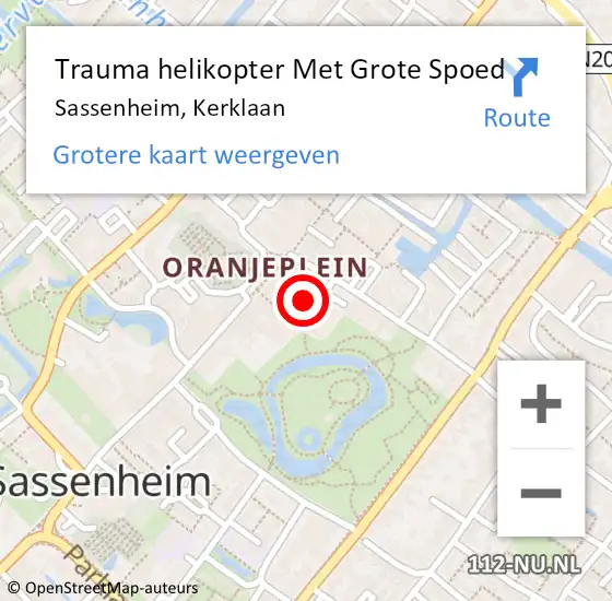 Locatie op kaart van de 112 melding: Trauma helikopter Met Grote Spoed Naar Sassenheim, Kerklaan op 27 januari 2023 08:51