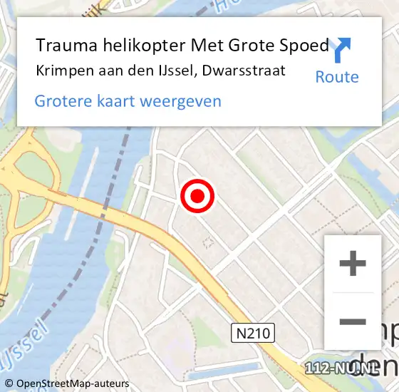 Locatie op kaart van de 112 melding: Trauma helikopter Met Grote Spoed Naar Krimpen aan den IJssel, Dwarsstraat op 27 januari 2023 09:36