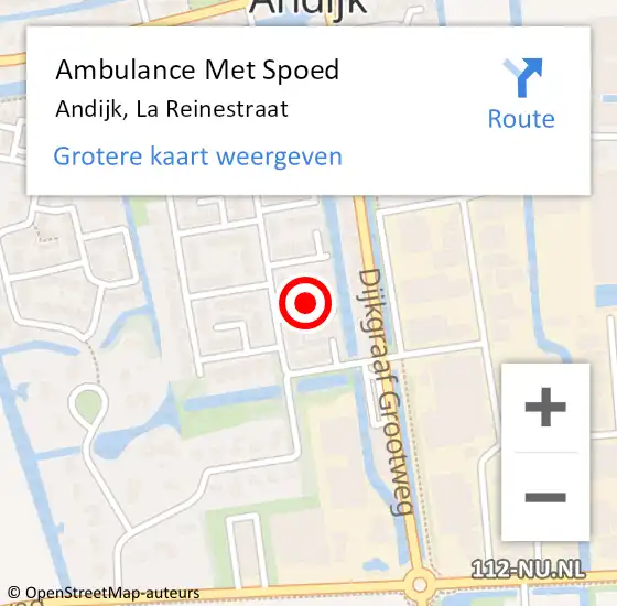 Locatie op kaart van de 112 melding: Ambulance Met Spoed Naar Andijk, La Reinestraat op 27 januari 2023 09:59