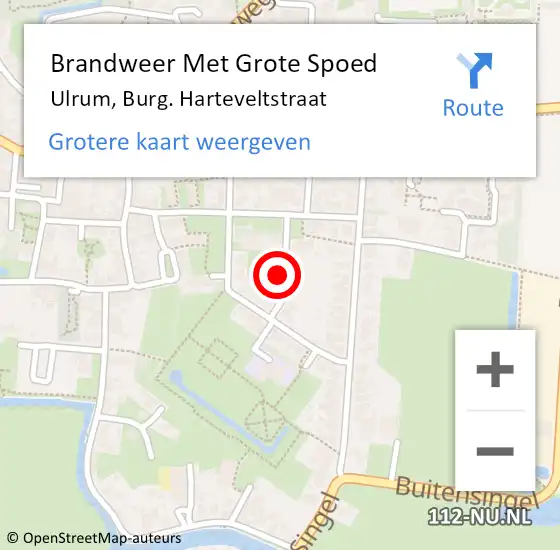 Locatie op kaart van de 112 melding: Brandweer Met Grote Spoed Naar Ulrum, Burg. Harteveltstraat op 27 januari 2023 10:14