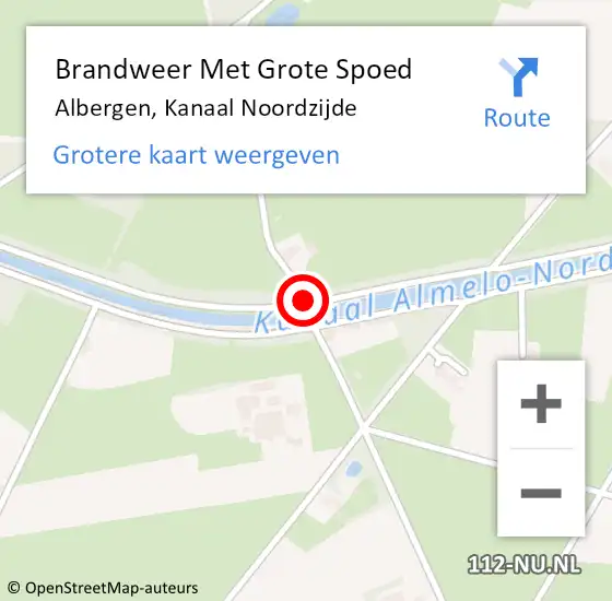 Locatie op kaart van de 112 melding: Brandweer Met Grote Spoed Naar Albergen, Kanaal Noordzijde op 13 augustus 2014 15:44