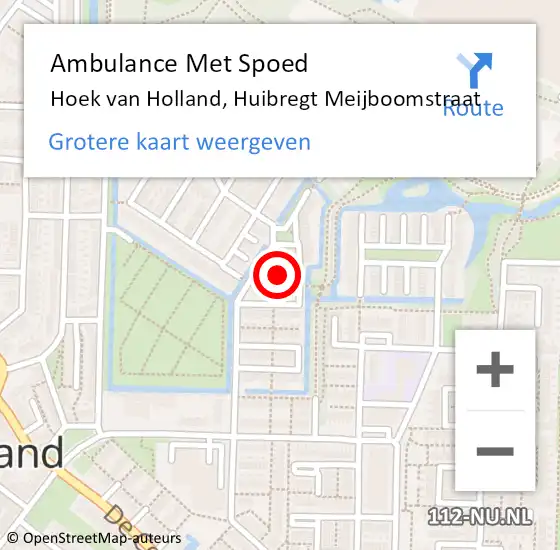 Locatie op kaart van de 112 melding: Ambulance Met Spoed Naar Hoek van Holland, Huibregt Meijboomstraat op 27 januari 2023 10:41