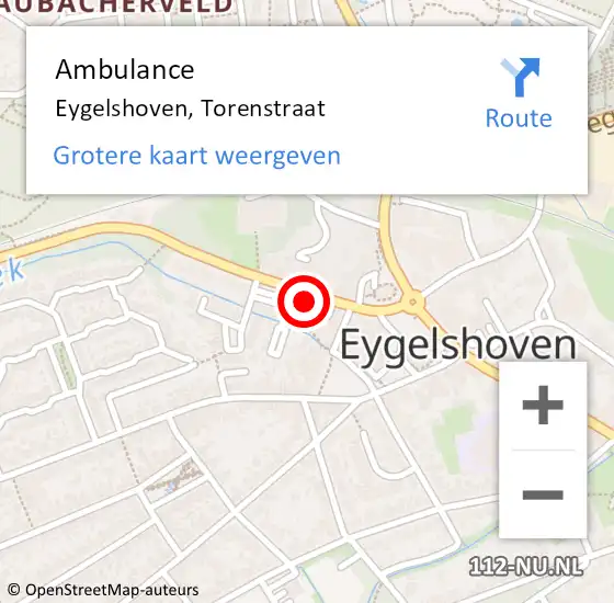 Locatie op kaart van de 112 melding: Ambulance Eygelshoven, Torenstraat op 13 augustus 2014 15:45