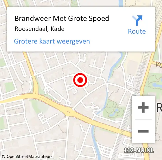 Locatie op kaart van de 112 melding: Brandweer Met Grote Spoed Naar Roosendaal, Kade op 27 januari 2023 10:48