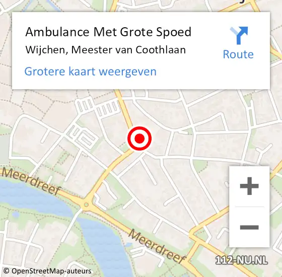 Locatie op kaart van de 112 melding: Ambulance Met Grote Spoed Naar Wijchen, Meester van Coothlaan op 27 januari 2023 11:04