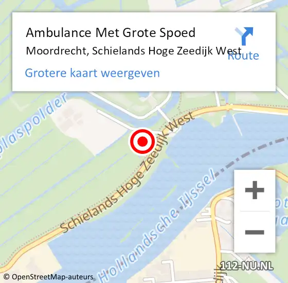 Locatie op kaart van de 112 melding: Ambulance Met Grote Spoed Naar Moordrecht, Schielands Hoge Zeedijk West op 27 januari 2023 11:09