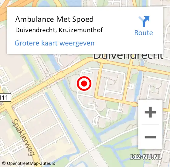 Locatie op kaart van de 112 melding: Ambulance Met Spoed Naar Duivendrecht, Kruizemunthof op 27 januari 2023 11:21