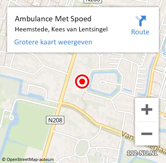 Locatie op kaart van de 112 melding: Ambulance Met Spoed Naar Heemstede, Kees van Lentsingel op 27 januari 2023 11:23