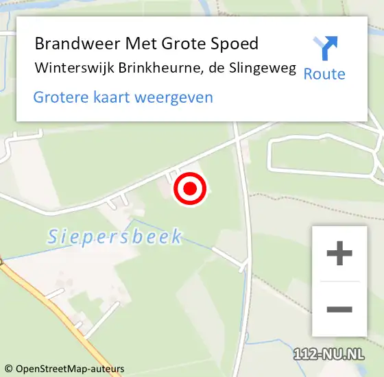 Locatie op kaart van de 112 melding: Brandweer Met Grote Spoed Naar Winterswijk Brinkheurne, de Slingeweg op 27 januari 2023 11:38