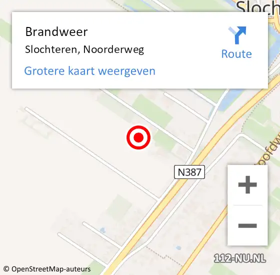 Locatie op kaart van de 112 melding: Brandweer Slochteren, Noorderweg op 27 januari 2023 11:40