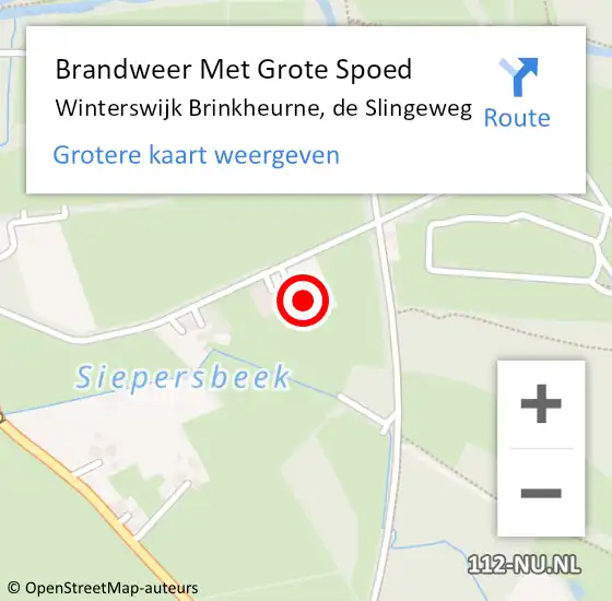 Locatie op kaart van de 112 melding: Brandweer Met Grote Spoed Naar Winterswijk Brinkheurne, de Slingeweg op 27 januari 2023 11:46