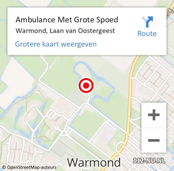 Locatie op kaart van de 112 melding: Ambulance Met Grote Spoed Naar Warmond, Laan van Oostergeest op 27 januari 2023 11:52