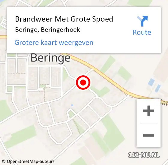 Locatie op kaart van de 112 melding: Brandweer Met Grote Spoed Naar Beringe, Beringerhoek op 27 januari 2023 11:56