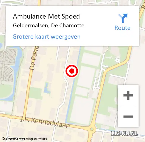 Locatie op kaart van de 112 melding: Ambulance Met Spoed Naar Geldermalsen, De Chamotte op 27 januari 2023 12:18