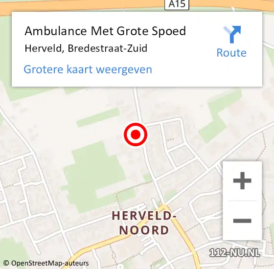 Locatie op kaart van de 112 melding: Ambulance Met Grote Spoed Naar Herveld, Bredestraat-Zuid op 27 januari 2023 12:34