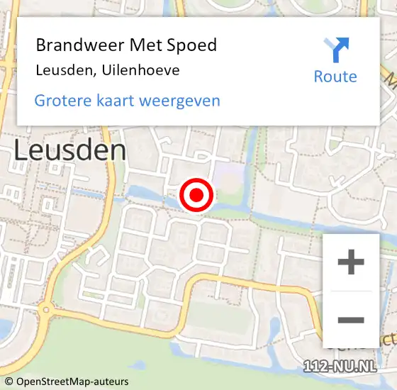 Locatie op kaart van de 112 melding: Brandweer Met Spoed Naar Leusden, Uilenhoeve op 27 januari 2023 12:39