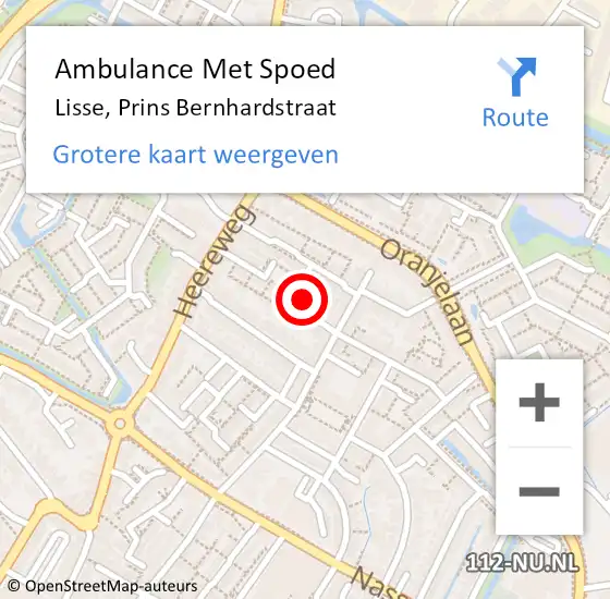 Locatie op kaart van de 112 melding: Ambulance Met Spoed Naar Lisse, Prins Bernhardstraat op 27 januari 2023 12:59