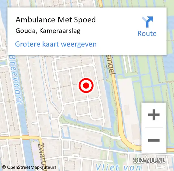 Locatie op kaart van de 112 melding: Ambulance Met Spoed Naar Gouda, Kameraarslag op 27 januari 2023 13:03