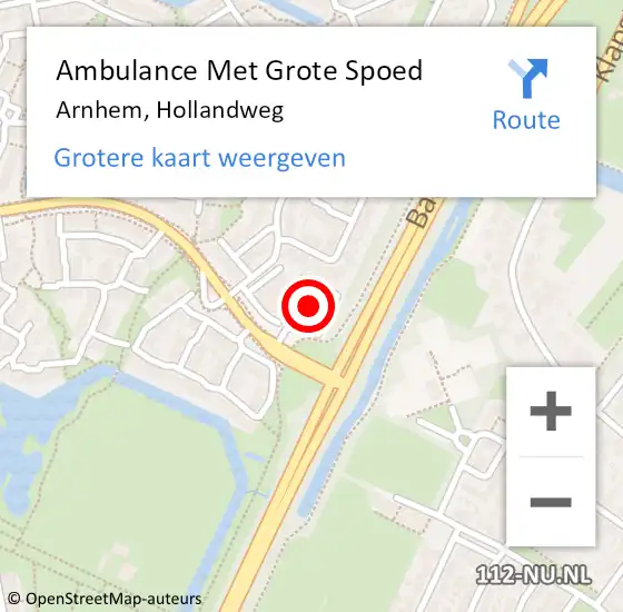 Locatie op kaart van de 112 melding: Ambulance Met Grote Spoed Naar Arnhem, Hollandweg op 27 januari 2023 13:36