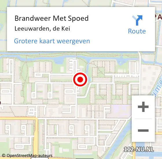 Locatie op kaart van de 112 melding: Brandweer Met Spoed Naar Leeuwarden, de Kei op 27 januari 2023 13:49