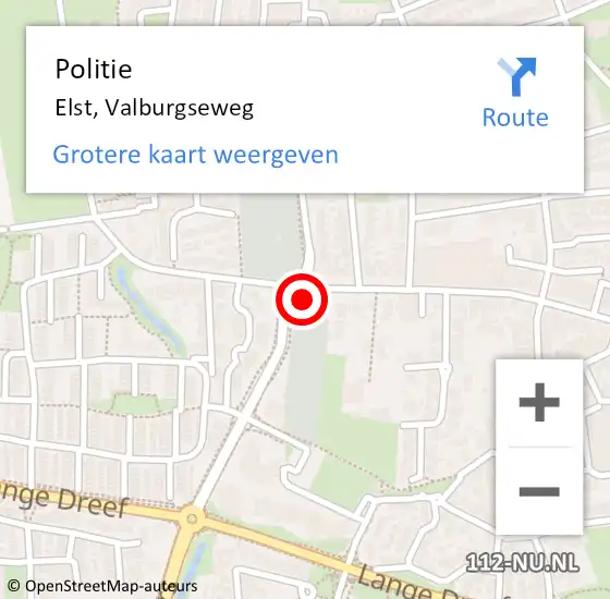 Locatie op kaart van de 112 melding: Politie Elst, Valburgseweg op 27 januari 2023 13:53